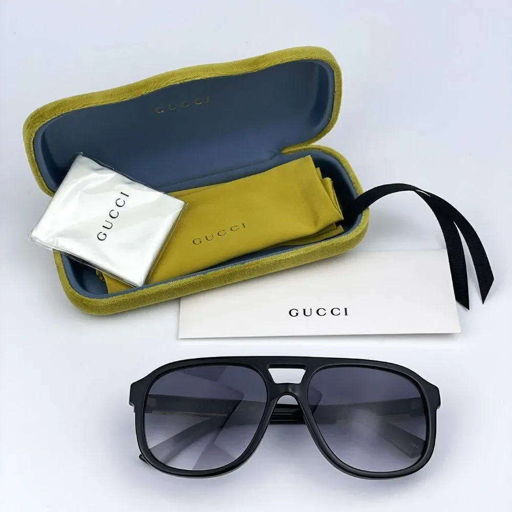 NEW Gucci GG1188S 002 Black Grey Gradient Pilot Unisex Sunglasses